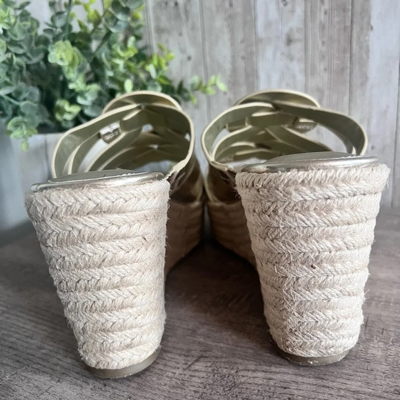 Marc Fisher Cazzie Gold Espadrille Wedge Sandals - Picture 5 of 8